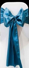 6 x TEAL  Satin chair Sash / table runner 7" X 108 " Wedding Party V