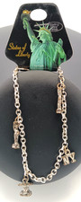 Beautiful Sterling Silver Finish Ney York Statue Of Liberty Charm Bracelet c