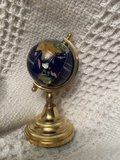 Stocking Filler Xmas Gift Mini Globe Desktop Gemstone Inlaid Lapis Lazuli MOP