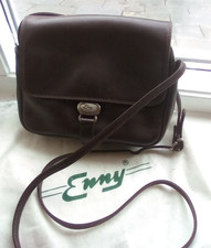 enny iconic brown leather small bag  flap over front 7x6 approx superb condition