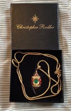 CHRISTOPHER RADKO REFLECTOR CHRISTMAS ORNAMENT JEWEL PENDANT NECKLACE SIGNED