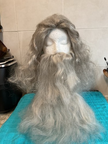 White wig with beard and - white,