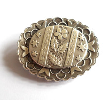 Antique Victorian silver brooch, attractive decoration hallmarked Chester 1888.