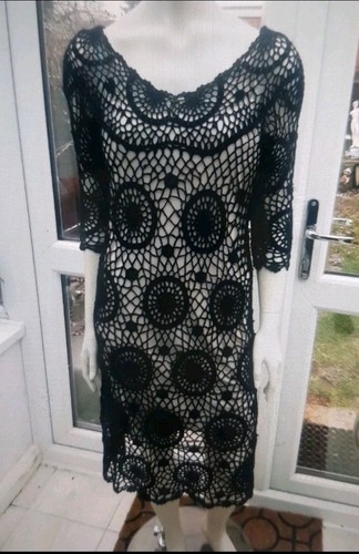 Vintage black crochet - black, dress