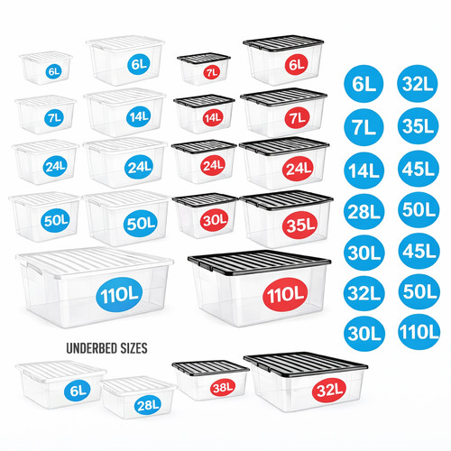 Storage boxes with lids - with, clear