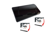 SMALL GLOSS BLACK FOLDING SHELF & BLACK TRIM + BRACKETS - Caravan/Campervan