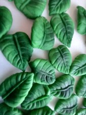 30 Green Rose Leaves Edible Sugar Icing Cup Cake Decorating Topper Vegan 