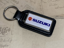 SUZUKI Real Leather Keyring Printed resin coated Oblong