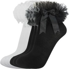 school socks ankle tutu net girls womens lace lacey frilly party occasion size