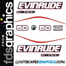 Evinrude 50hp ETEC / E-TEC outboard engine decals/sticker kit