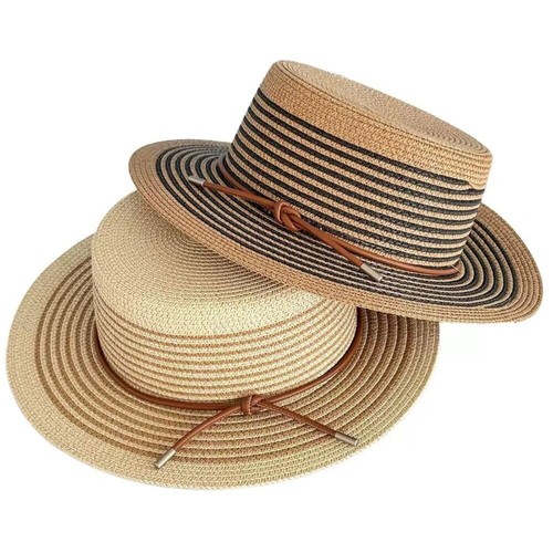 Womens flat top straw - straw, sun