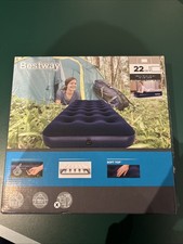 Bestway Inflatable Flocked Air Bed Single Mattress Blue Airbed Camping Blow Up