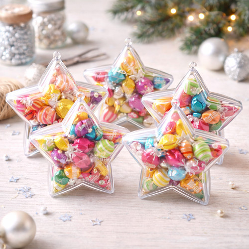 Clear star fillable baubles - fillable,