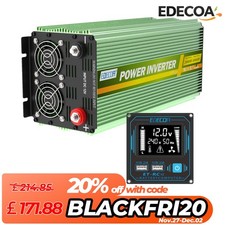 EDECOA Power Inverter Pure Sine Wave 12V 240V 2000W 4000W UK Remote Car Caravan