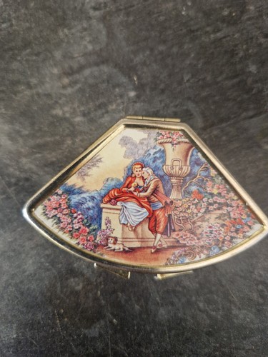 Vintage fan shaped metal pill - vintage, fan-shaped