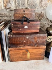 4 x Rustic Solid Wooden Boxes