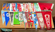Job lot / collection of 24 vintage 1960's / 1970's Overseas football pennants