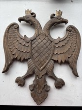 Carved wooden double headed eagle plaque - Masonic memorabilia