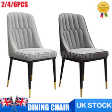 2/6PCS Dining Chairs Set Leather Padded Seat Metal Leg Kitchen Restaurants Chair