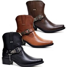 Mens ankle cowboy biker boots - mens,