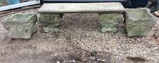 Antique Garden Weathered Concrete Lion Head Matching Bench & Pair of Plant Pots