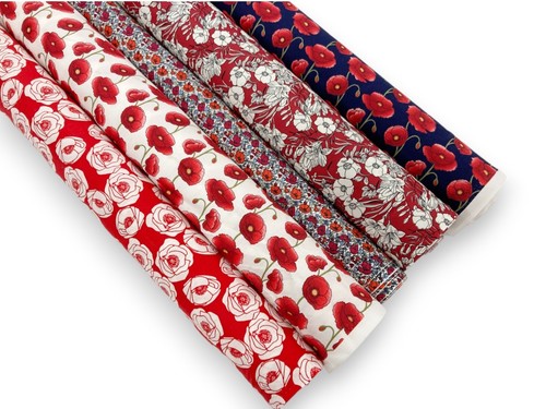 Red poppy fabric - red,