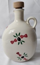 Vintage Enza Fasano Italian Redware Olive Oil Jug With Stopper, Hand Painted VGC