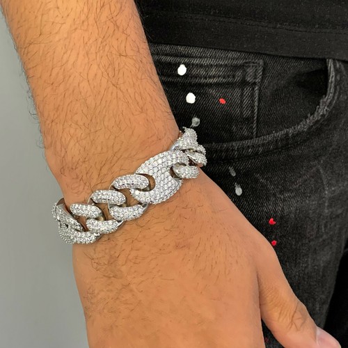 Iced cuban out oval link - cuban,