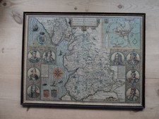 John Speed map Lancashire. Rare first edition  1611 original