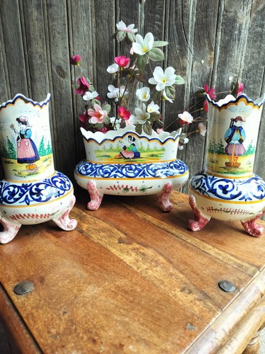 Quimper pottery garniture - quimper,