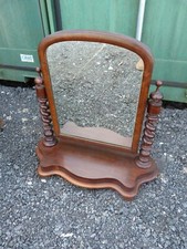 Antique Victorian dressing table mirror barley twist supports mahogany large
