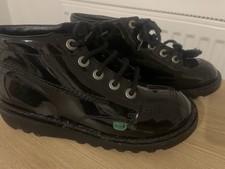 Used Ladies/girls Black Lace Up Boots By Kickers Size 6