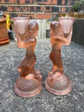 Art Deco Peach Pink Glass