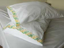Vintage Pair Pillowcases 28" x
