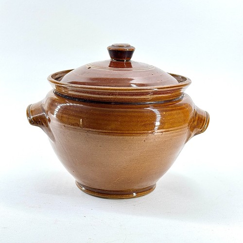 Vintage brown glazed stoneware - glazed,
