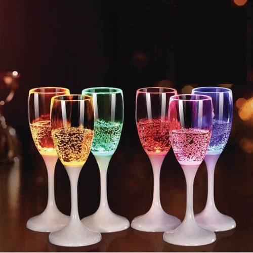 6pc led wine glasses light - wine,