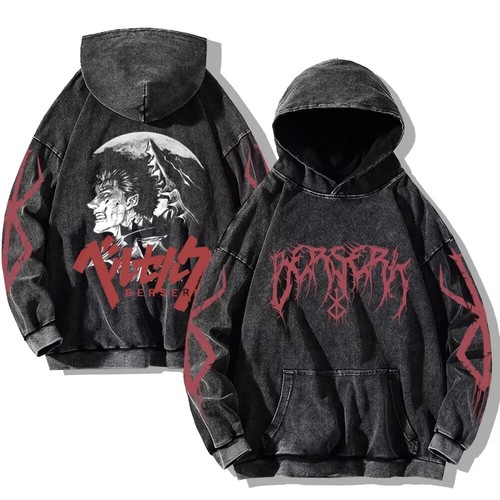 Anime washed hoodies - washed, vintage