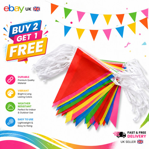 Bunting flags multicolour 10m - bunting,