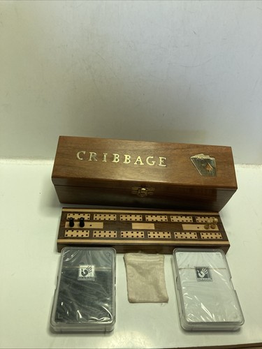 Vintage brass inlaid cribbage - vintage,