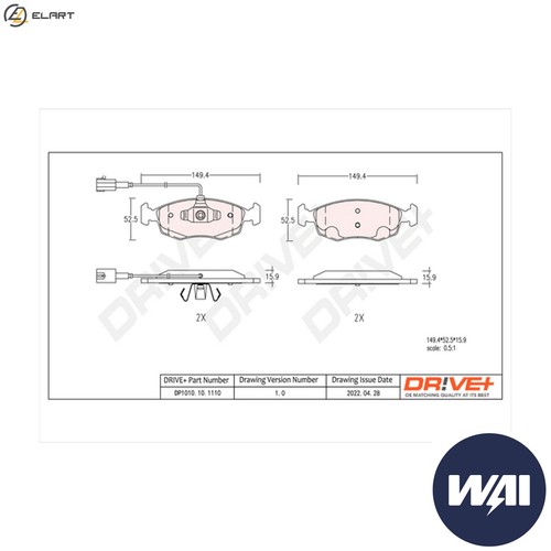 Brake pad set - brake, disc