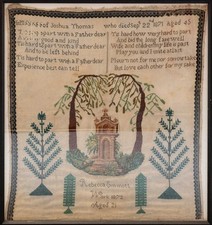 Antique pictorial sampler - antique,