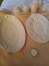 Marks And Spencer White Embossed Fruit Oval Plates
