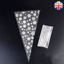 VDL Snowflake Cellophane Cello cone bags Party Treat Kids Sweet Christmas Xmas