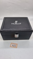 Hublot Geneve Wooden Watch Presentation & Storage Box Black Leather White Stitch