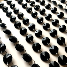 50 CHANDELIER OCTAGON CRYSTALS DROPLETS GLASS BEAD GARLANDS LAMP PARTS  14MM