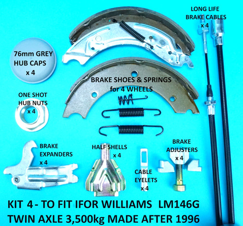 Twin axle brake shoe cables - axle,