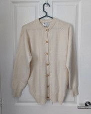 Vintage Johnstons Of Elgin Harrods 100% Cashmere Cream Cardigan Size Large