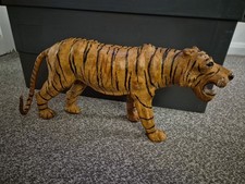 Vintage Leather Wrapped Tiger Ornamental Figure