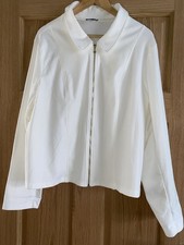 Kim & Co  Deluxe Denim Knit Zip Front Collar Jacket White 3XL  QVC ....(D73)