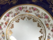 AYNSLEY  BONE CHINA  FLORAL , GOLD , BLUE.  CUP & SAUCER 